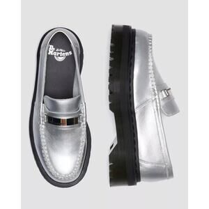 NEW Dr Martens Penton II Quad Loafers Silver Platform Ladies Size 8 Y2K Twee